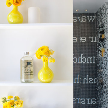 Black + White Bath w/Mosaic Tile