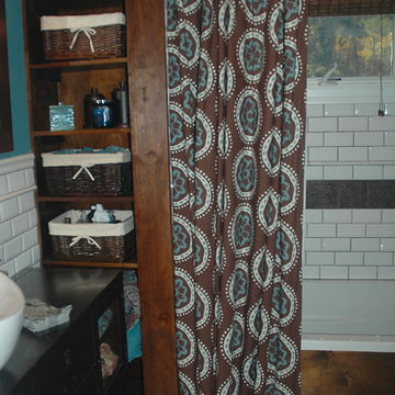 Blue and Brown Bathroom