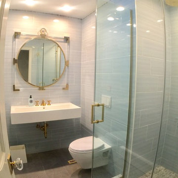 Blue and Gold Guest Bathroom