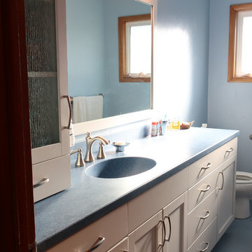 Blue and White Aging-in Place Bathroom
