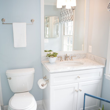 Blue and White Bathroom Renovation. Potomac, MD