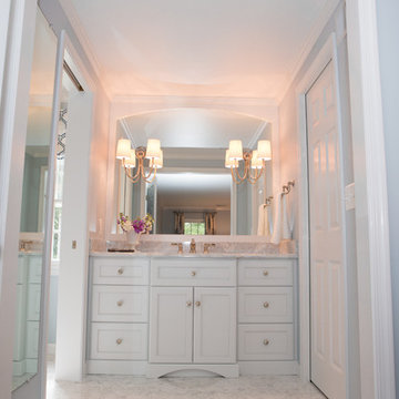 Blue and White Bathroom Renovation. Potomac, MD