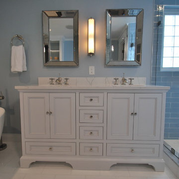 Blue and White Coastal Bathroom Renovation