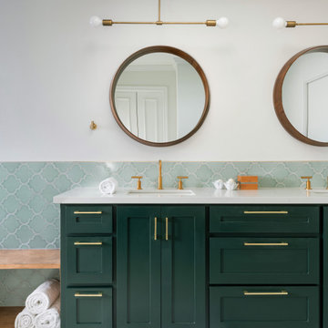 Blue-Green Bathroom Tiles in Ogee