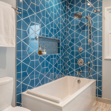 Blue Hex Tile Bath in Adriatic Sea