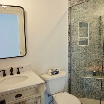 Blue moroccan tile bathroom