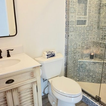 Blue moroccan tile bathroom