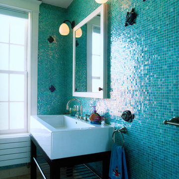 Blue mosiac bathroom