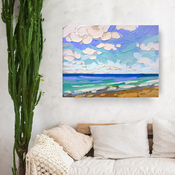 'Blue Playa' Wrapped Canvas Coastal Wall Art
