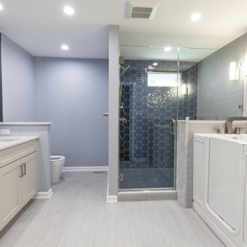Blue-tiled Master Bathroom
