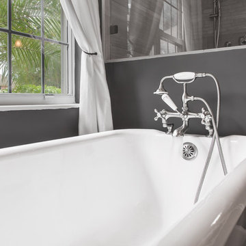 Blue Two Toned Kitchen and Bath