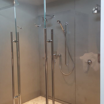 Boise modern master bathroom concrete shower