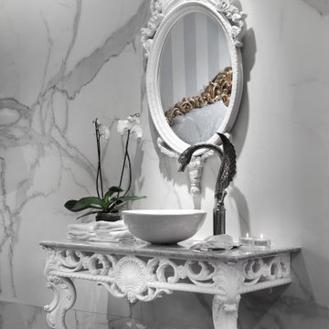 Bolonia traditional bathroom sink console 44". Matte white