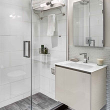 large white tile shower