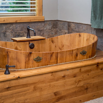Brasada Ranch custom designed master bathroom wood soaking tub