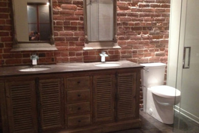 Bathroom - rustic bathroom idea in Montreal