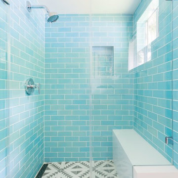 Bright Blue + White Bathroom
