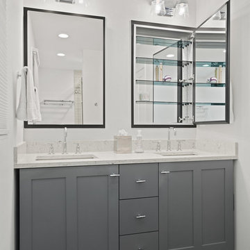 Bright White Design-Build Bathroom Remodels, 3 Spaces 1 Client Columbus OH