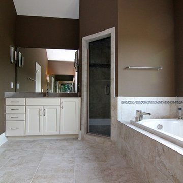 Brown and white Master Bathroom