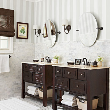 Budget-Friendly Marble and Bronze Bathroom