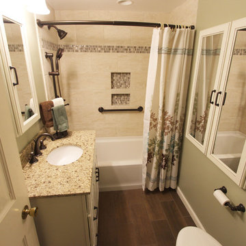 Burnt Sienna White Vanity with Granite Coutnertop and Tiled Shower ~ Akron, OH