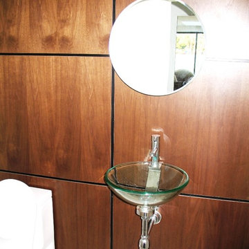 Cabinetry: Contemporary Walnut Paneled Guest Bath
