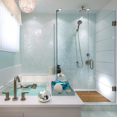 Inspiration for a contemporary mosaic tile bathroom remodel in Toronto
