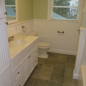 Cape style guest bathroom