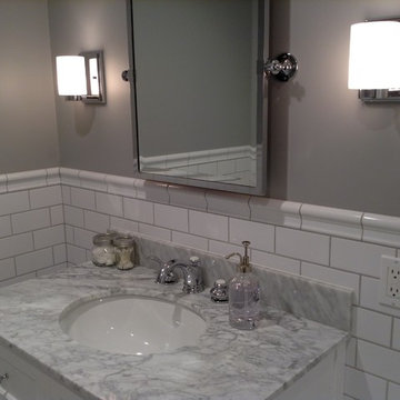Carrara  Marble & White Subway Tile Bathroom