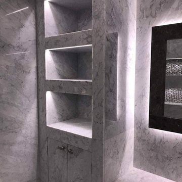 Carrara marble bathroom by ADL Tile and Stone