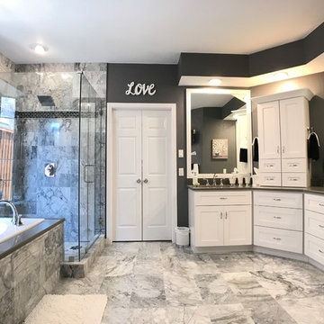 Carrara marble bathroom in Plano TX National Renovation