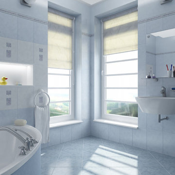 Carrara Marble Tile White Bathroom Design Ideas
