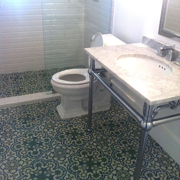 Cement Tile Floor in Bathroom