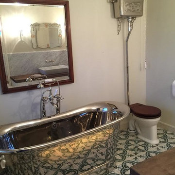 Cement Tiles in Chic Rustic Bathroom
