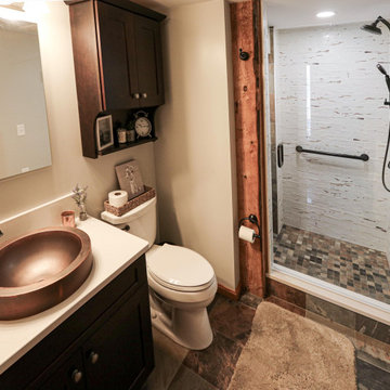 Century Home Bathroom with Vessel Sink and Tiled Shower ~ Seville, OH