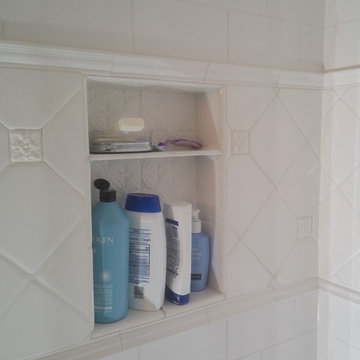 Ceramic Specialty Tile Shower with Herringbone Floor