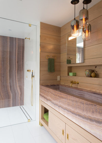 コンテンポラリー 浴室 by Elizabeth Strianese Interiors LLC
