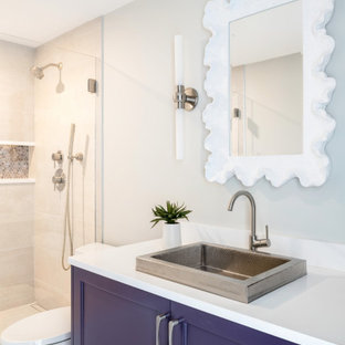 75+ Bäder mit lila Schränken und Einbauwaschbecken Ideen & Bilder