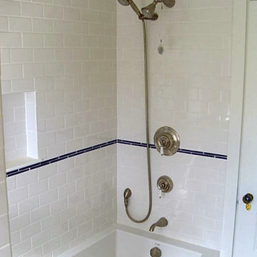 Charming Blue and white tiled bathroom