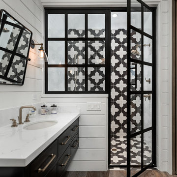 Black and White Tile Shower