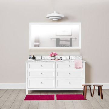 Chester 60-inch Vanity in White, Double Basin