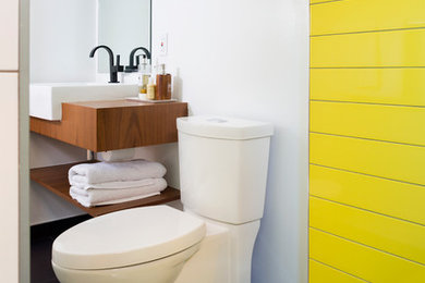 Inspiration for a small contemporary master bathroom remodel in DC Metro with white walls