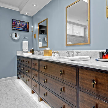 Chicago Master Bathroom with Dark cabinetry