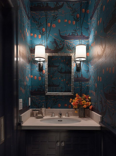 Transitional Powder Room by Ann Lowengart Interiors