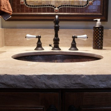 Chiseled Travertine Bathroom Top