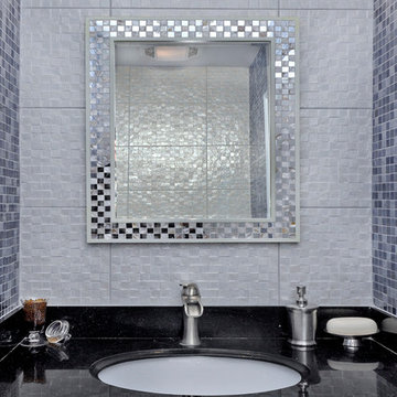 Chrome Bathroom Vanity Light Fixture with Crystal in Modern Bathroom