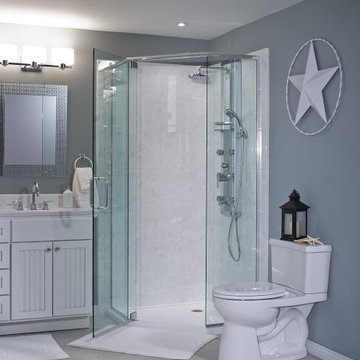 Chrome Framed Glass Shower with Spa Shower System