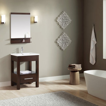 CityLoft 25 in. Vanity in Espresso finish with Integrated White Vitreous China T