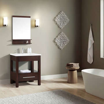 CityLoft 31 in. Vanity in Espresso finish with Integrated White Vitreous China T