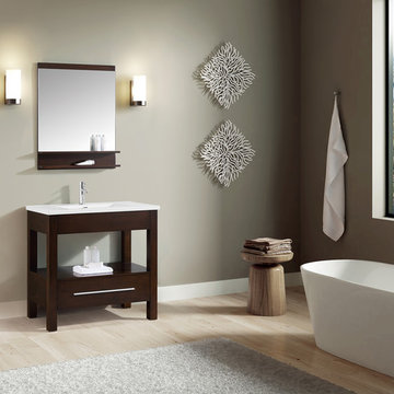 CityLoft 37 in. Vanity in Espresso finish with Integrated White Vitreous China T